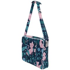 Cat Cute Flowers Leaves Pattern Cross Body Office Bag by Grandong