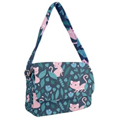 Cat Cute Flowers Leaves Pattern Courier Bag by Grandong