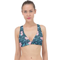 Cat Cute Flowers Leaves Pattern Classic Banded Bikini Top by Grandong