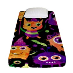 Fun Halloween Monsters Fitted Sheet (single Size) by Grandong