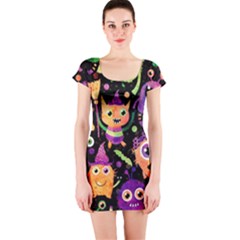 Fun Halloween Monsters Short Sleeve Bodycon Dress by Grandong