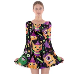 Fun Halloween Monsters Long Sleeve Skater Dress by Grandong