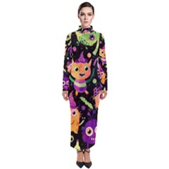 Fun Halloween Monsters Turtleneck Maxi Dress by Grandong