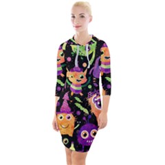 Fun Halloween Monsters Quarter Sleeve Hood Bodycon Dress by Grandong