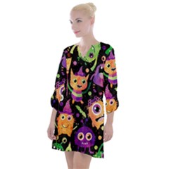 Fun Halloween Monsters Open Neck Shift Dress by Grandong