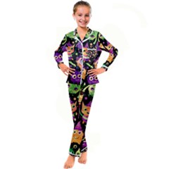 Fun Halloween Monsters Kids  Satin Long Sleeve Pajamas Set by Grandong