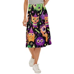 Fun Halloween Monsters Midi Panel Skirt by Grandong