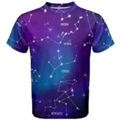 Realistic Night Sky Poster With Constellations Men s Cotton T-shirt by Grandong