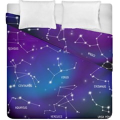 Realistic Night Sky Poster With Constellations Duvet Cover Double Side (king Size) by Grandong