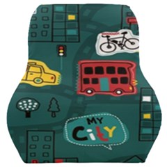 Seamless Pattern Hand Drawn With Vehicles Buildings Road Car Seat Back Cushion  by Grandong