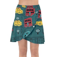 Seamless Pattern Hand Drawn With Vehicles Buildings Road Wrap Front Skirt