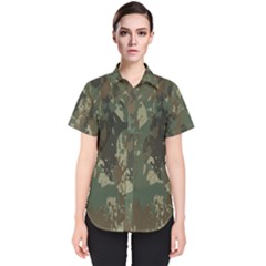 Camouflage Splatters Background Women s Short Sleeve Shirt