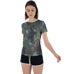Camouflage Splatters Background Back Circle Cutout Sports T-shirt by Grandong