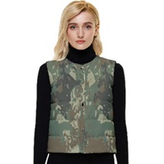Camouflage Splatters Background Women s Button Up Puffer Vest by Grandong