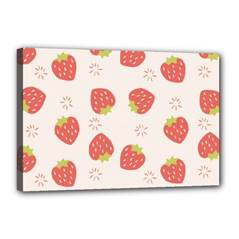Strawberries Pattern Design Canvas 18  X 12  (stretched)