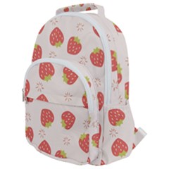 Strawberries Pattern Design Rounded Multi Pocket Backpack by Grandong