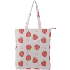 Strawberries Pattern Design Double Zip Up Tote Bag