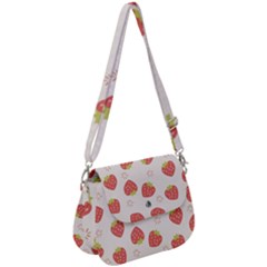 Strawberries Pattern Design Saddle Handbag