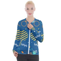 Flat Design Geometric Shapes Background Casual Zip Up Jacket by Grandong