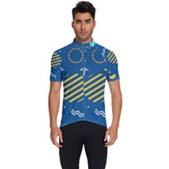 Flat Design Geometric Shapes Background Men s Short Sleeve Cycling Jersey