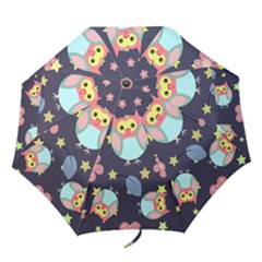 Owl Stars Pattern Background Folding Umbrellas