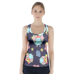 Owl Stars Pattern Background Racer Back Sports Top by Grandong