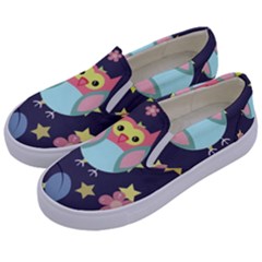 Owl Stars Pattern Background Kids  Canvas Slip Ons by Grandong