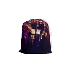 Tardis Regeneration Art Doctor Who Paint Purple Sci Fi Space Star Time Machine Drawstring Pouch (small)