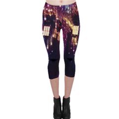 Tardis Regeneration Art Doctor Who Paint Purple Sci Fi Space Star Time Machine Capri Leggings 