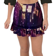 Tardis Regeneration Art Doctor Who Paint Purple Sci Fi Space Star Time Machine Fishtail Mini Chiffon Skirt