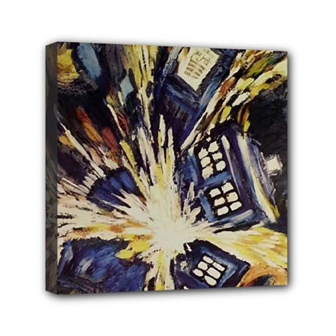 Tardis Doctor Who Pattern Mini Canvas 6  X 6  (stretched)