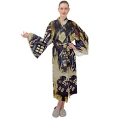 Tardis Doctor Who Pattern Maxi Velvet Kimono by Cemarart