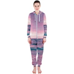 Sunset Ocean Beach Catcher Dream Evening Night Sunset Hooded Jumpsuit (ladies)