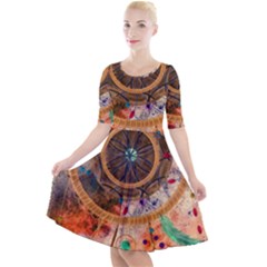 Dream Catcher Colorful Vintage Quarter Sleeve A-line Dress by Cemarart