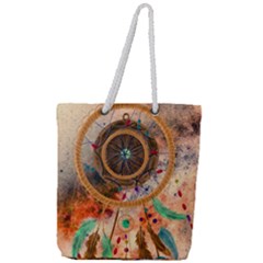 Dream Catcher Colorful Vintage Full Print Rope Handle Tote (large)