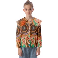 Dream Catcher Colorful Vintage Kids  Peter Pan Collar Blouse by Cemarart