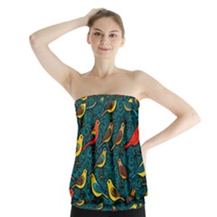 Bird Pattern Colorful Strapless Top