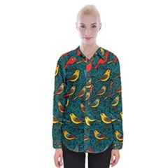 Bird Pattern Colorful Womens Long Sleeve Shirt