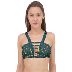 Bird Pattern Colorful Cage Up Bikini Top by Cemarart