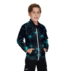 Space Time Abstract Pattern Alien Dark Green Pattern Kids  Windbreaker