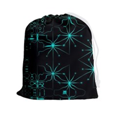 Space Time Abstract Pattern Alien Dark Green Pattern Drawstring Pouch (2xl)