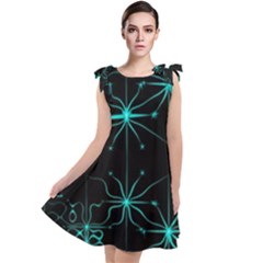 Space Time Abstract Pattern Alien Dark Green Pattern Tie Up Tunic Dress by Cemarart