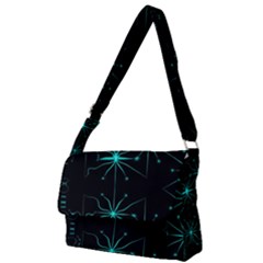 Space Time Abstract Pattern Alien Dark Green Pattern Full Print Messenger Bag (l) by Cemarart