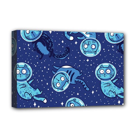 Cat Astronaut Space Suit Pattern Deluxe Canvas 18  X 12  (stretched)