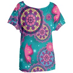 Floral Pattern Abstract Colorful Flow Oriental Spring Summer Women s Oversized T-shirt