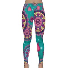 Floral Pattern Abstract Colorful Flow Oriental Spring Summer Lightweight Velour Classic Yoga Leggings by Cemarart