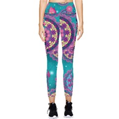 Floral Pattern Abstract Colorful Flow Oriental Spring Summer Pocket Leggings  by Cemarart