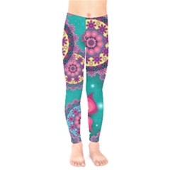 Floral Pattern Abstract Colorful Flow Oriental Spring Summer Kids  Classic Winter Leggings by Cemarart