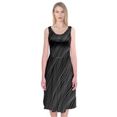 Abstract Art Black White Drawing Lines Unique Midi Sleeveless Dress