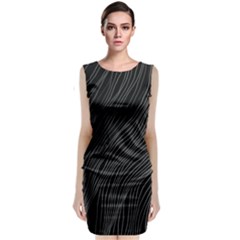 Abstract Art Black White Drawing Lines Unique Sleeveless Velvet Midi Dress